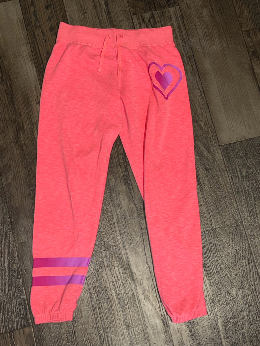 Girls' Pink Sweat Joggers with Purple Heart Detail